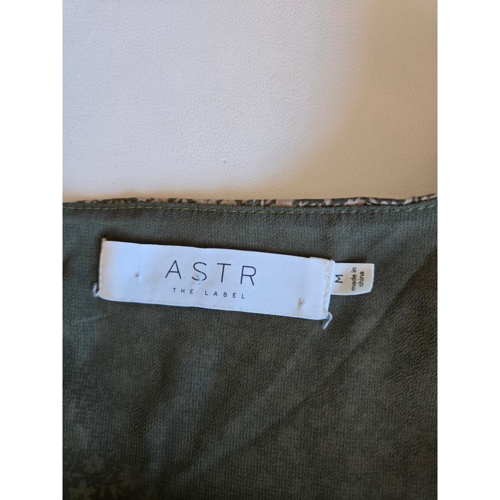 ASTR Green Floral Rushed Midi Dress Size M Cottagecore Romantic Puff Sleeve Chic - Picture 6 of 11